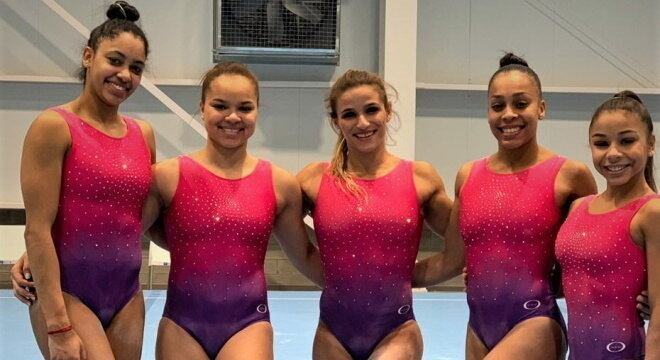 Equipe brasileira de ginástica em Lima, no Peru