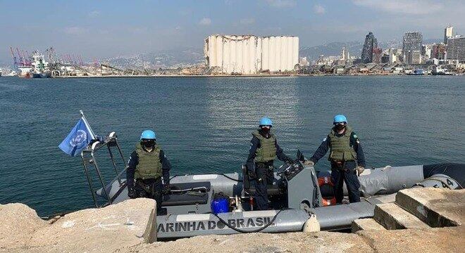 Marinha do Brasil em ação na região do porto de Beirute, no Líbano, atingida pela explosão