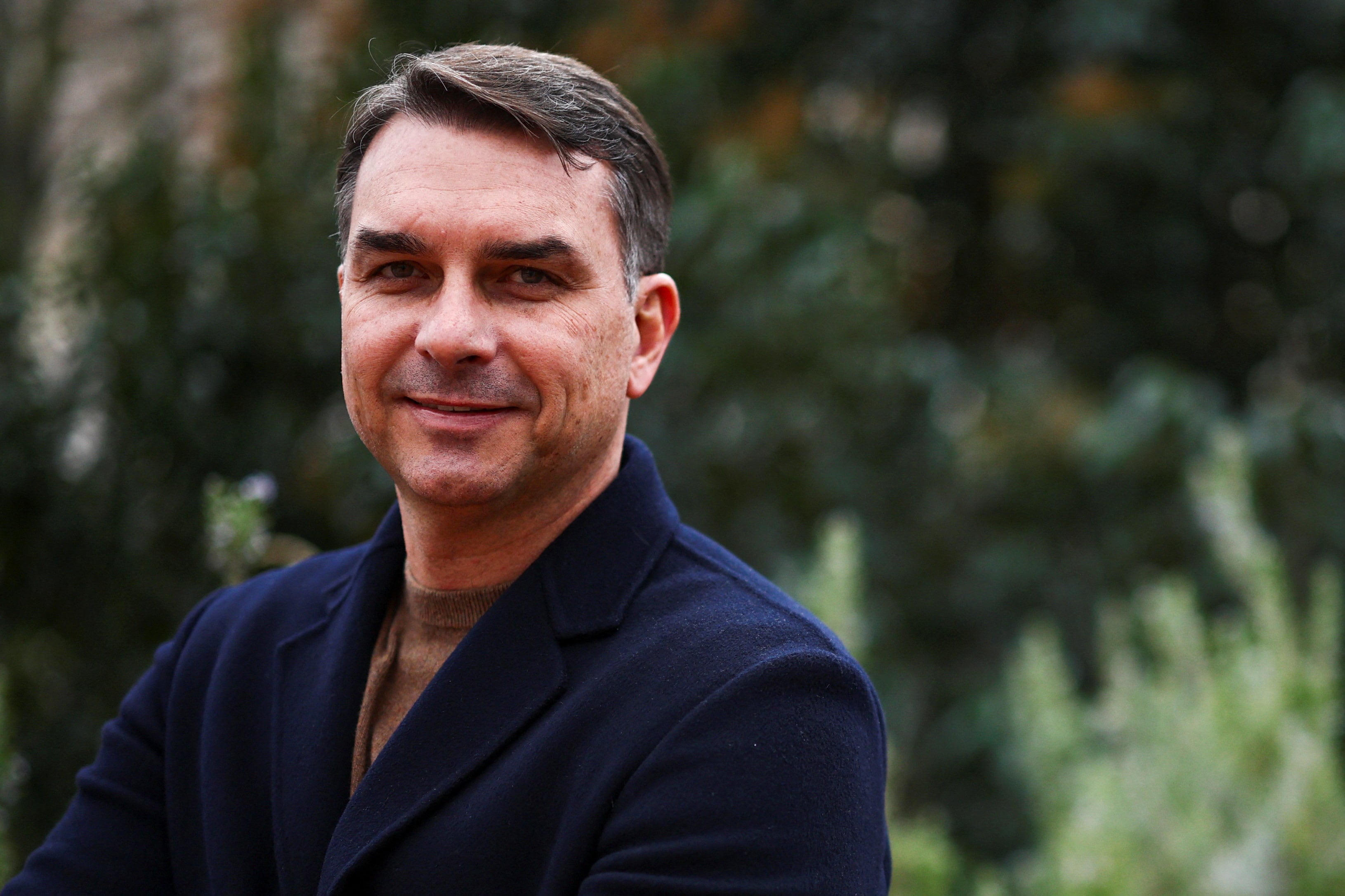 Brazil's Senator Flavio Bolsonaro, son of Brazil's former President Jair Bolsonaro, poses for a picture before an interview with Reuters in Paris, France, February 10, 2026. REUTERS/Sarah Meyssonnier