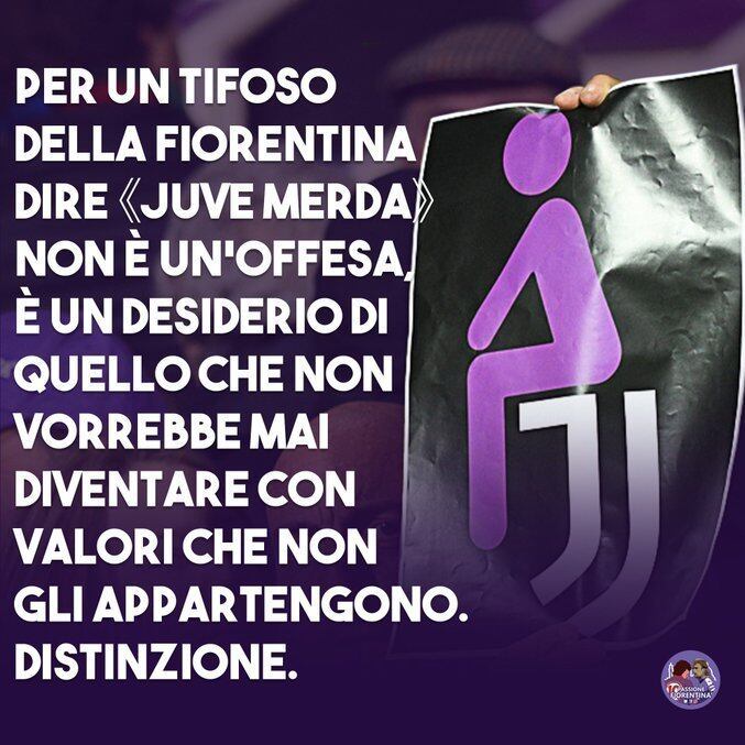 No Twitter da Fiorentina, uma manifestação de desprezo pela Juventus