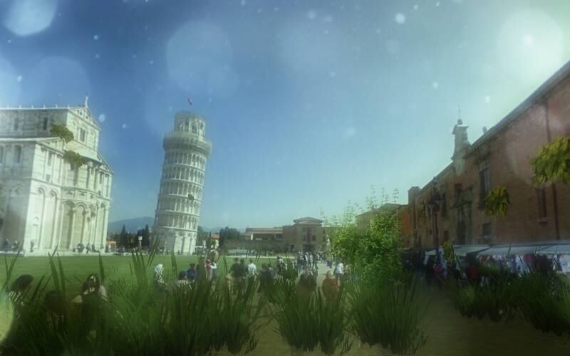 A Torre de Pisa também pode ser encontrada no Urban Jungle Street View. O monumento ganha até alguns focos de musgo no cenário pós-apocalíptico