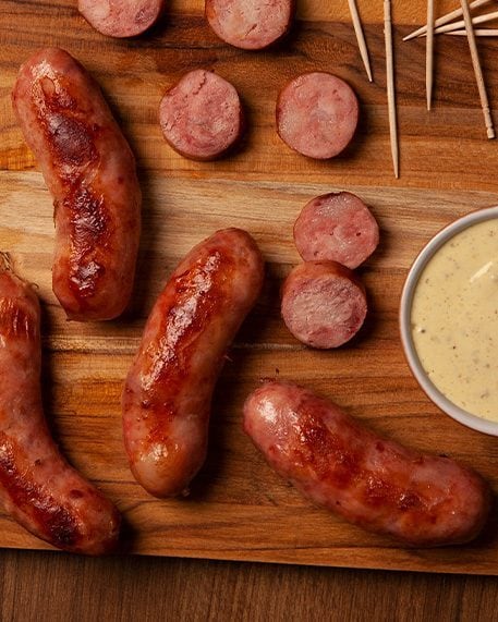 Linguiça Toscana Aurora com molho de mostardas e mel
