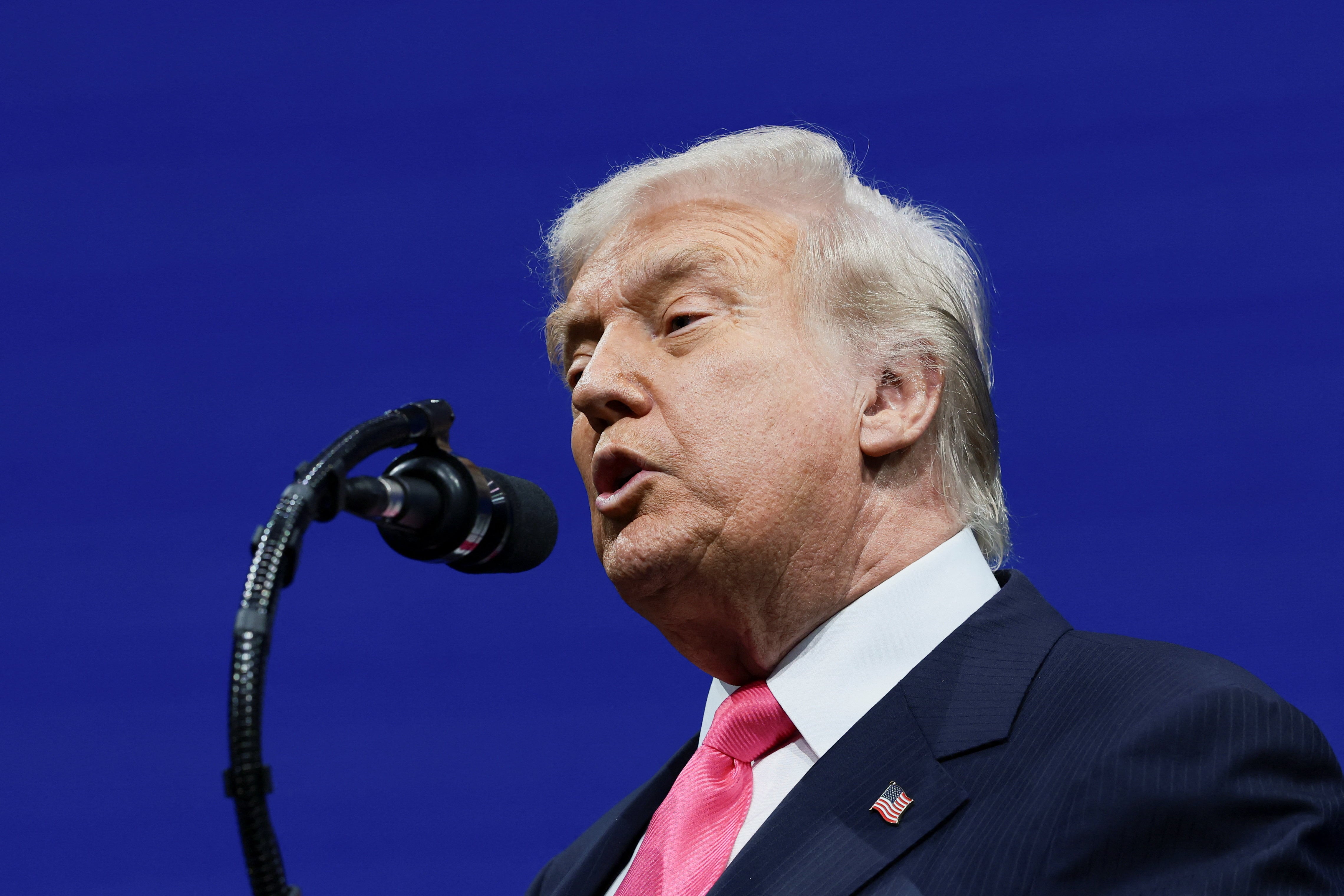 O presidente dos EUA, Donald Trump, durante Fórum de Investimento EUA-Arábia Saudita