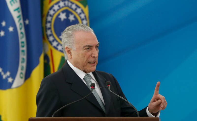 O presidente Michel Temer em solenidade nesta segunda (12)