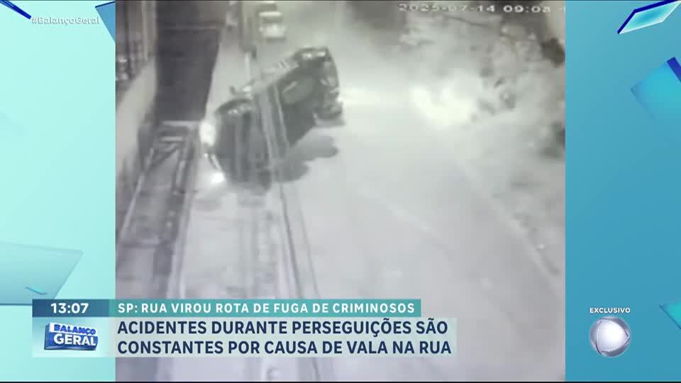 Valeta na rua causa acidentes durante perseguições policiais na zona norte de São Paulo