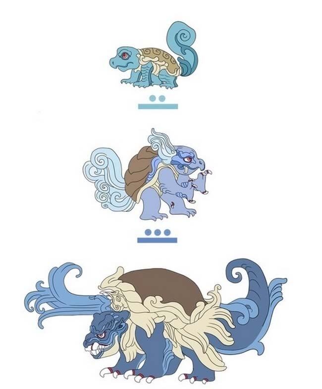 O tumblr Mona Robot também retratou evoluções dos monstrinhos. Neste caso, são mostradas as tartarugas Squirtle, Wartortle e Blastoise