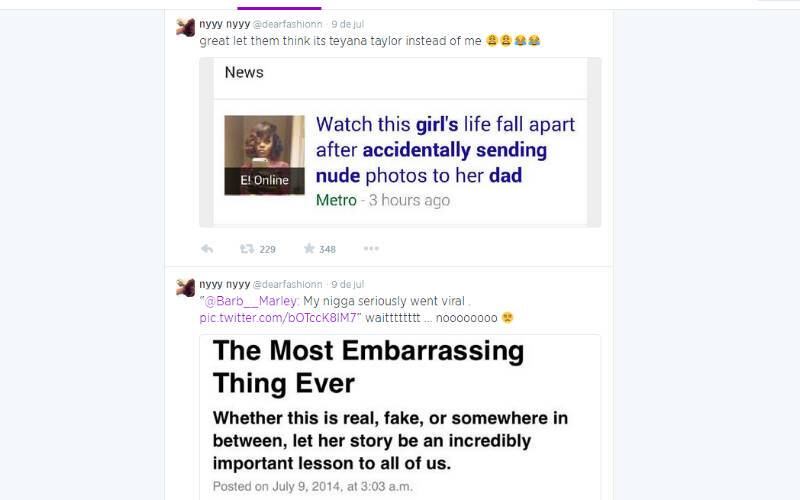 Ela mesma compartilhou as notícias que saíram sobre o caso na rede social