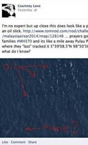 Courtney Love indicou onde o avião estaria