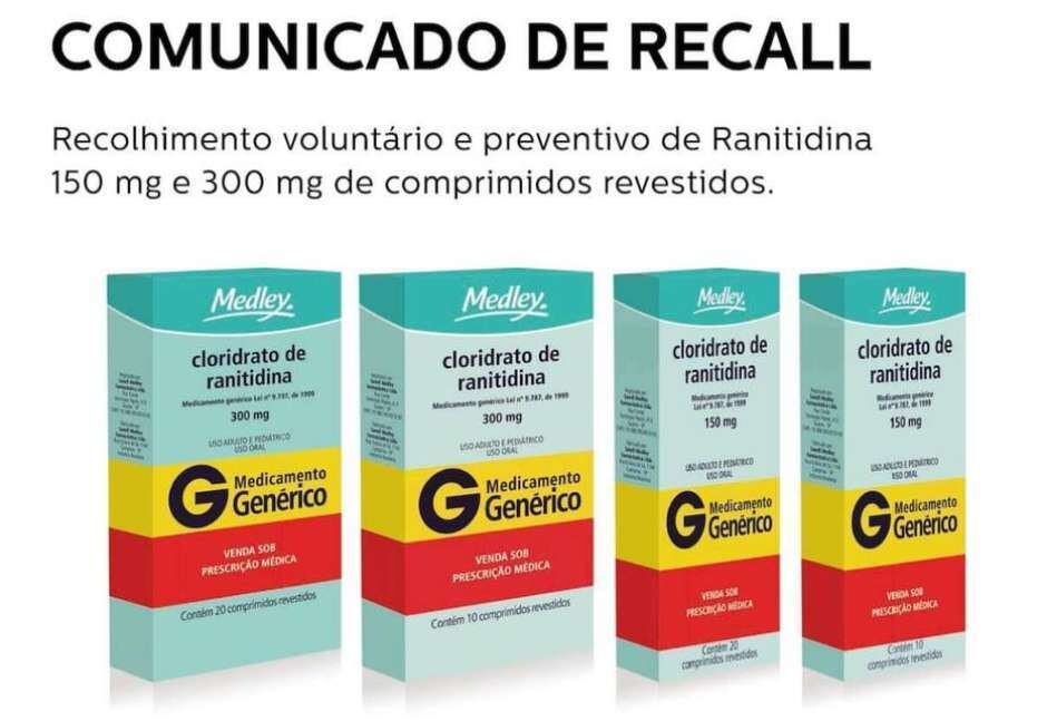 Laboratório faz recall de ranitidina, usada para úlcera gástrica