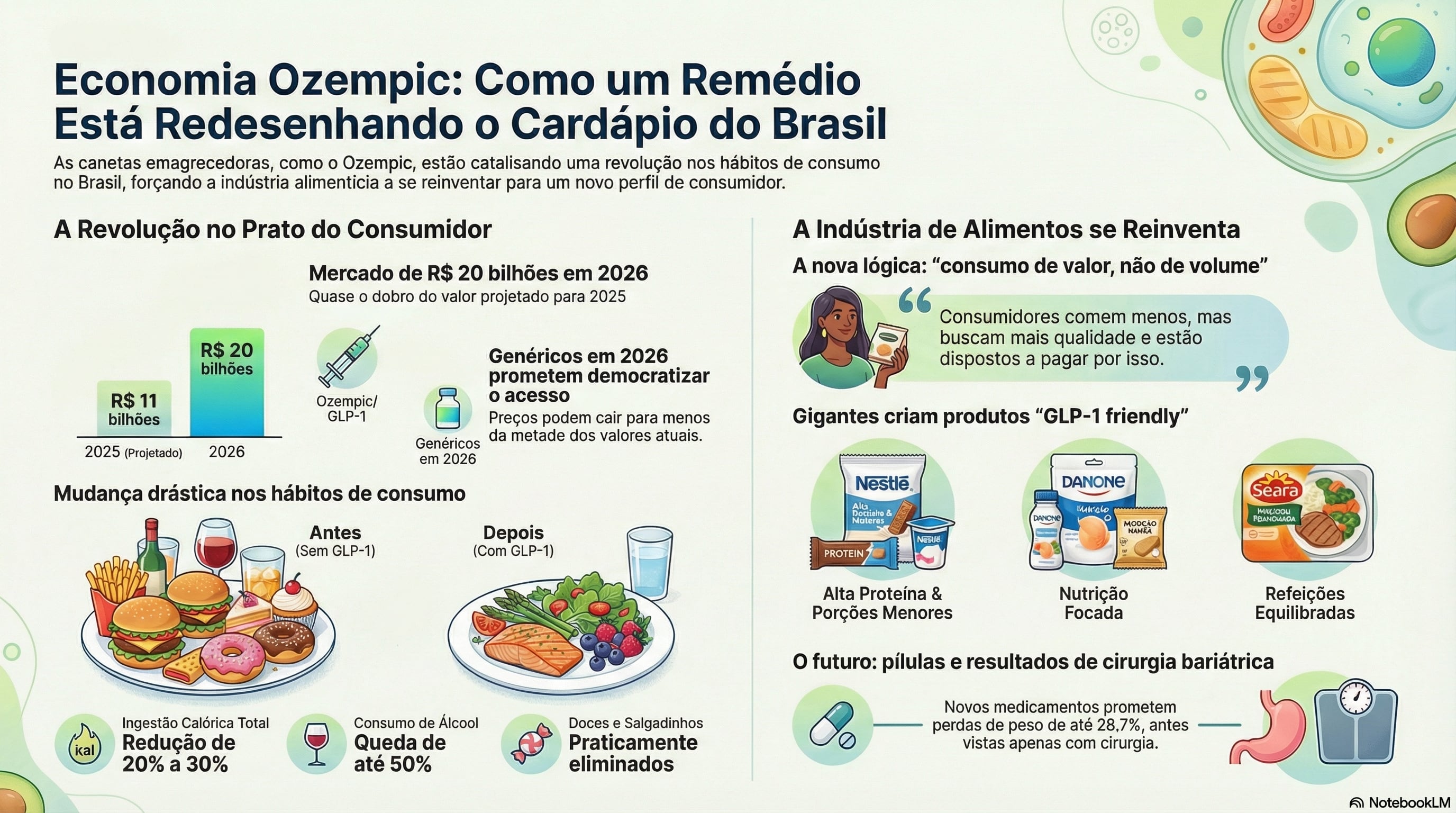 Mudança no cardápio do brasileiro com a dieta gerada pela "Economia do Ozempic"