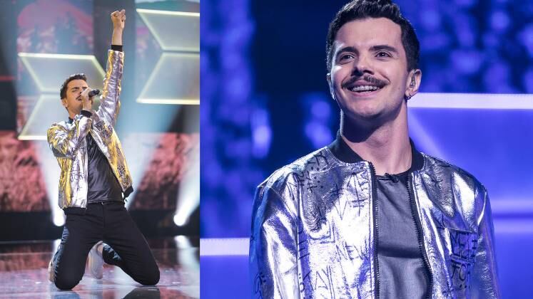 O bigode de Pedro Caio mostrou que ele é um grande fã de Freddie Mercury, além de ser vocalista de uma banda cover do Queen. O competidor apostou em uma jaqueta metalizada prata com grafites espalhados. Sem dúvidas, um arraso!