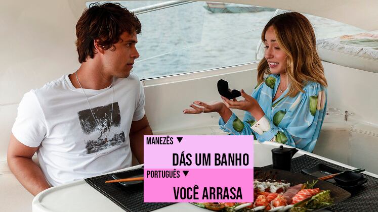 Gustavo (Caio Vegatti) proporcionou um passeio de lancha para Mirela com direito a muitos presentes e até um ensaio fotográfico. Para dizer que o namorado arrasou nas surpresas, a influenciadora elogiou: "Tu dás um banho, amor!"