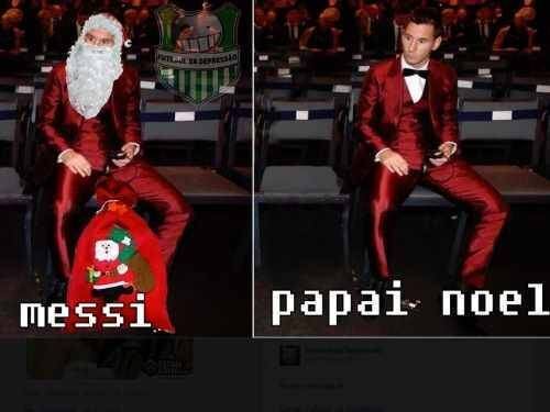 Outra imagem que rodou pela web foi a foto de Messi transformado em papai noel 