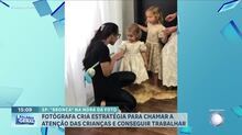 Fotógrafa cria estratégia de dar falsas broncas para chamar atenção das crianças no momento da foto