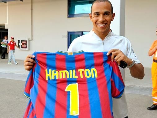 E Hamilton também já mostrou que torce pelo Barça