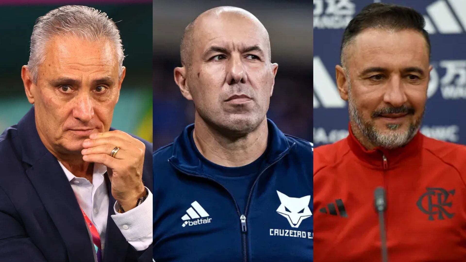 Tite, Leonardo Jardim e Vítor Pereira em montagem
