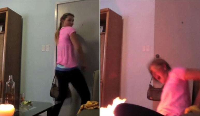 Uma garota chamada Caitlin Heller quase colocou fogo na própria casa ao tentar dançar sensualmente na sala de TV