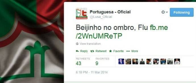 A legenda da imagem é provocativa: a marca de tapetes vai ser estampada nos ombos do uniforme lusitano