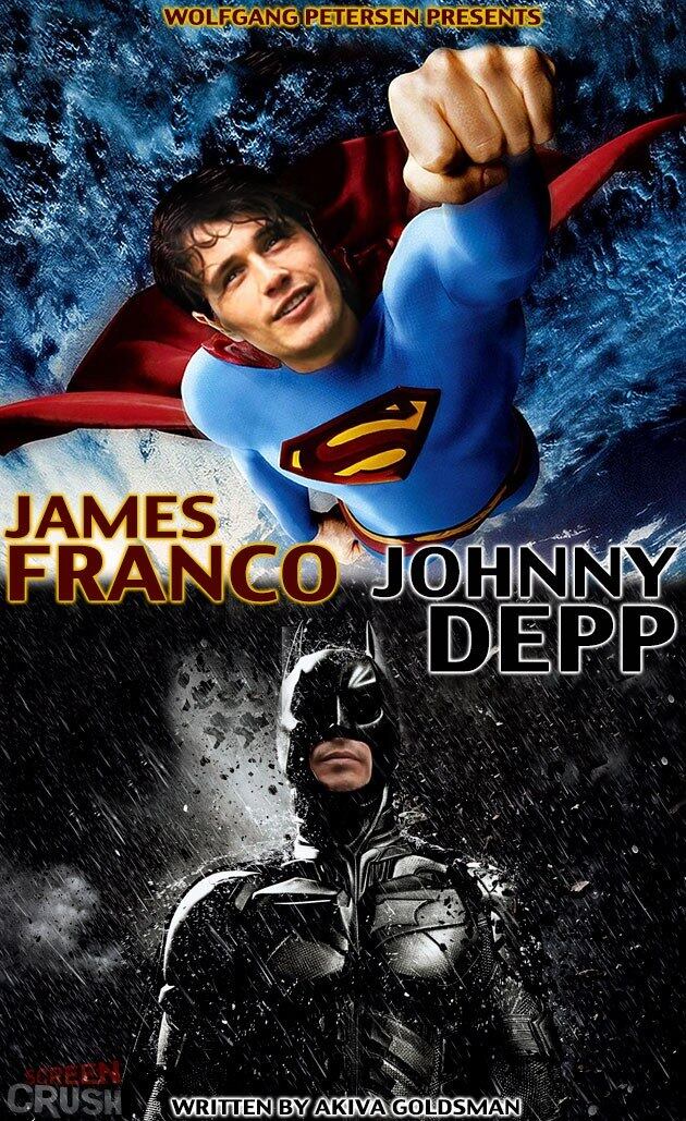 Johnny
Depp e James Franco estavam cotados para protagonizar um projeto Batman vs.
Superman, mas a proposta foi abandonada