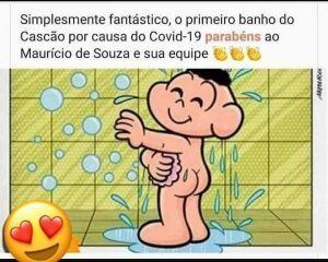 É verdade que o Cascão tomou banho pela primeira vez por causa do coronavírus? (imagem: Reprodução/WhatsApp)