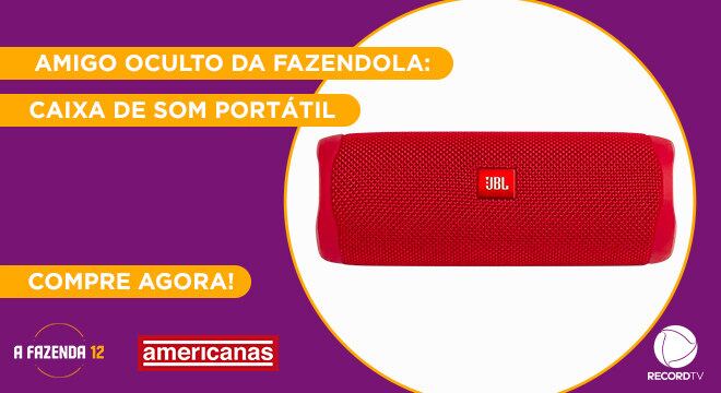 Peão: Fernandinho
Amigo Secreto sorteado: Lipe
Garanta já a sua Caixa de som portátil na Americanas!
