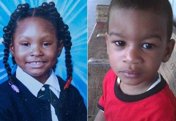 Mikayla Capers, da 7 anos (esq.), ficou ferida gravemente e foi levada para o hospital. Prince Joshua Avitto (dir.), de 6 anos, não resistiu aos ferimentos
