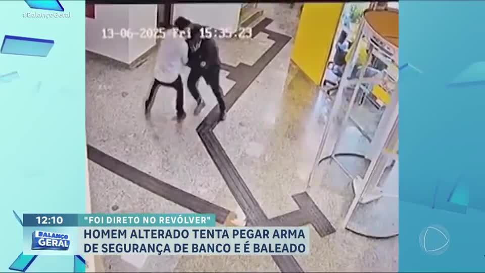 Homem é baleado após tentar roubar arma de vigilante em agência bancária