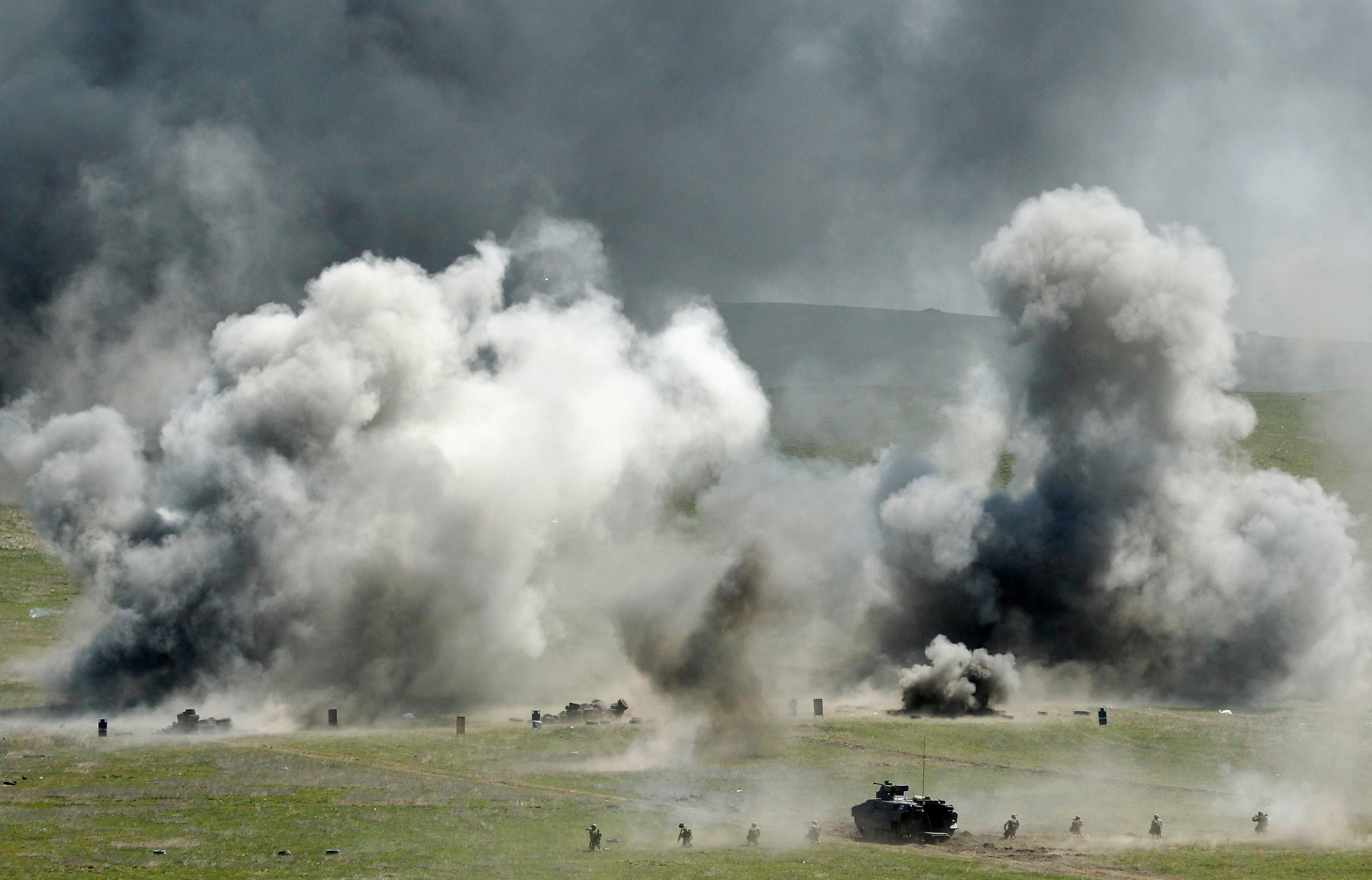 Militares das Forças de Operações Especiais da Georgia participam de exercício militar durante o Dia do Exército Georgiano