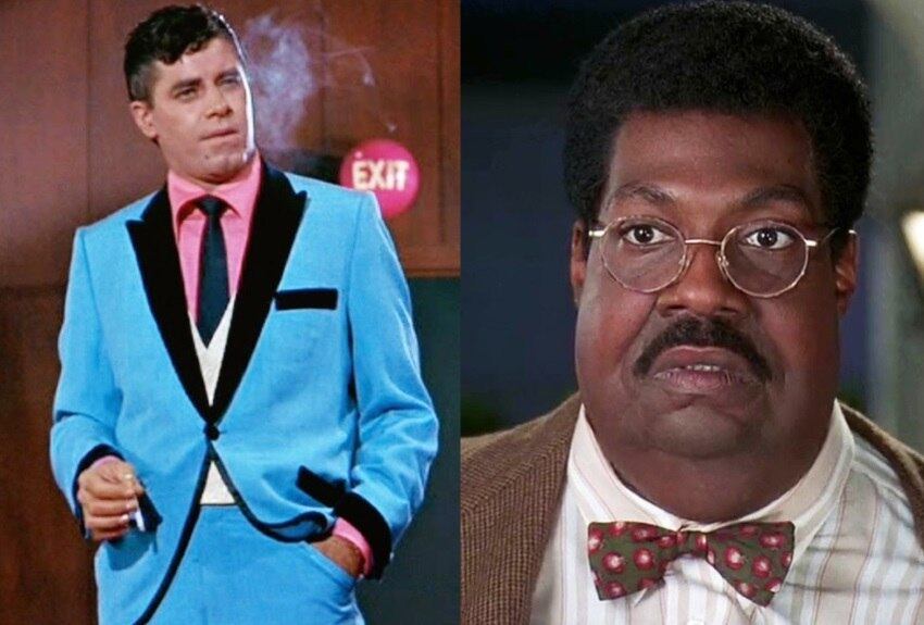 O Professor Aloprado: Esse foi um dos grandes papéis do comediante Jerry Lewis. No filme, ele interpreta um professor que sofre humilhação de alunos por ser tímido e desastrado. Ele então prepara uma poção que o deixa mais elegante e confiante para atrair a mulher de seus sonhos.

Em 1996, Eddie Murphy deu vida ao professor desengonçado. Dessa vez, o protagonista, além de ser hostilizado na escola, ainda enfrenta o problema da obesidade. Tomando a poção mágica, fica mais magro e ganha a simpatia das mulheres
ASSISTA: Comediante Jerry Lewis passa mal e é internado nos Estados Unidos
