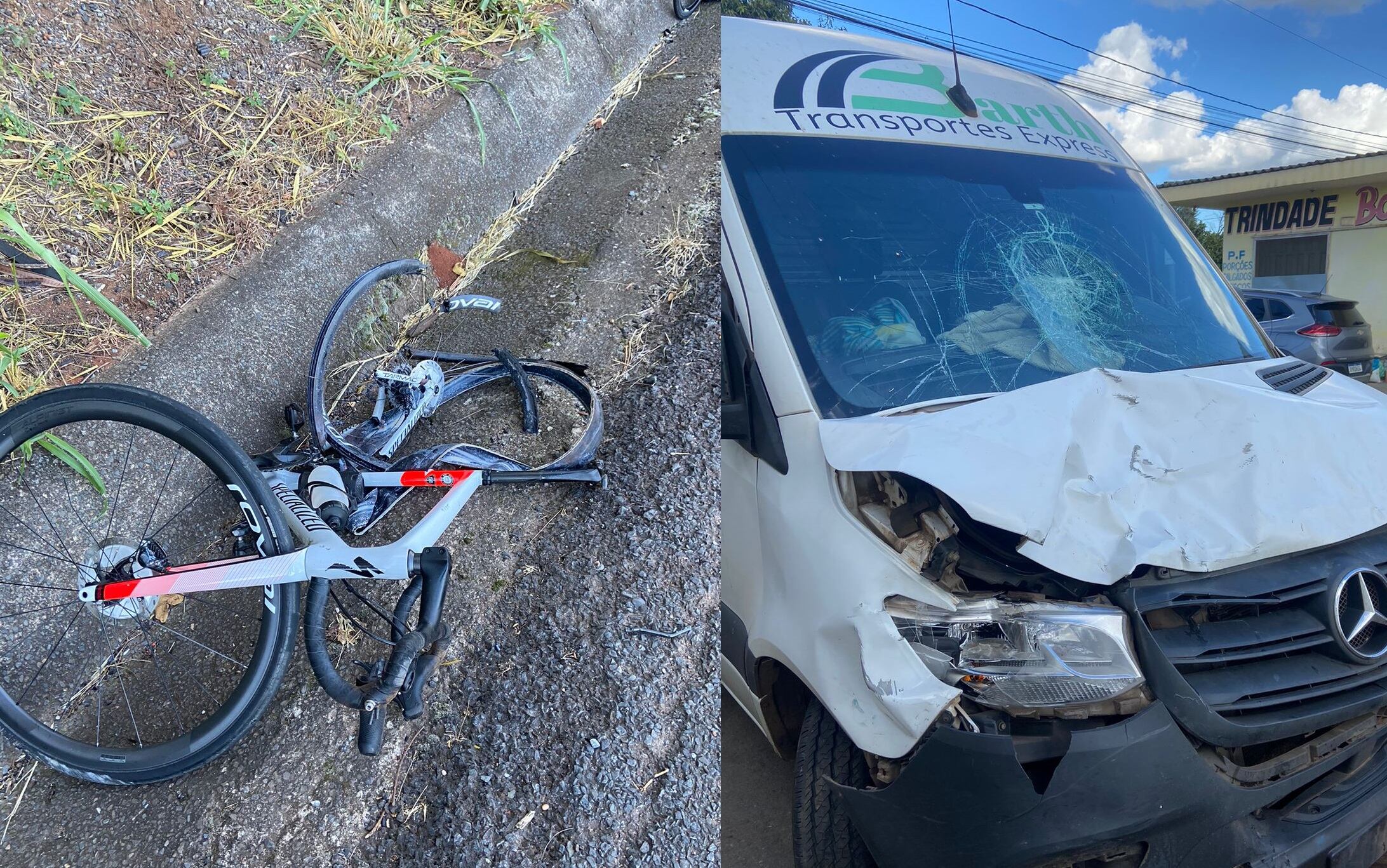 Van atropela ciclistas, Paraopeba, estragos, BR-040