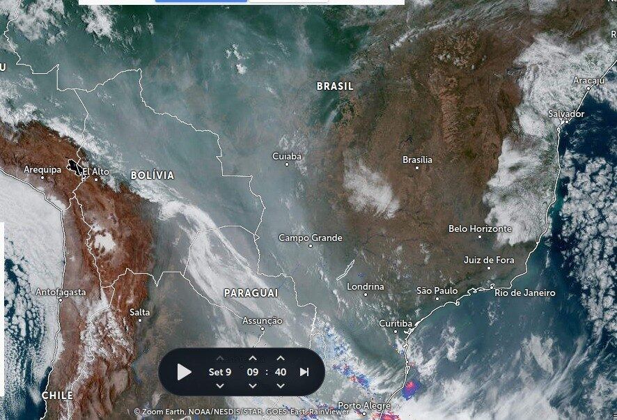 A fumaça da queimada na Amazônia pode ser mais sentida no Paraná