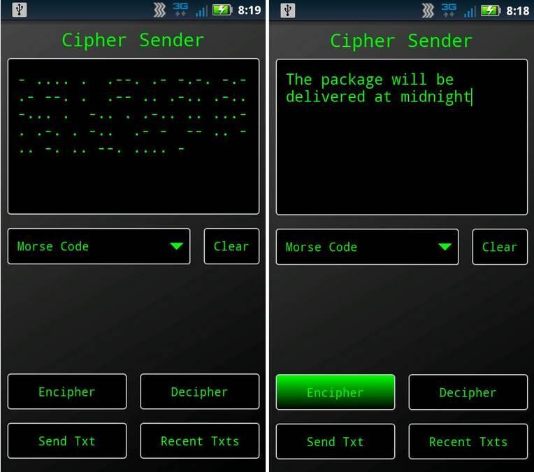 O Cipher Sender é um aplicativo que promete mandar mensagens totalmente criptografadas para os seus contatos. Além disso, ele pode produzir textos em código morse, código número-letra, entre outros. Ele está disponível para iOS e Android