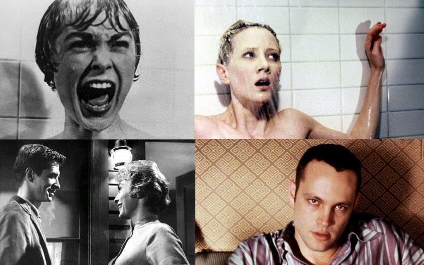 Psicose: Em 1960, já era possível fazer filmes em cores, mas Hitchcock optou por gravar todas as cenas em preto e branco por achar que as cores o deixaria pesado demais para a audiência. 

Em 1998, o clássico foi protagonizado por Vince Vaughn, como o maníaco Norman Bates, e Anne Heche, como Marion Crane. No remake podemos ver as cenas em versão colorida. O filme, apesar de se esforçar ao máximo para lembrar o original, recebeu críticas negativas
