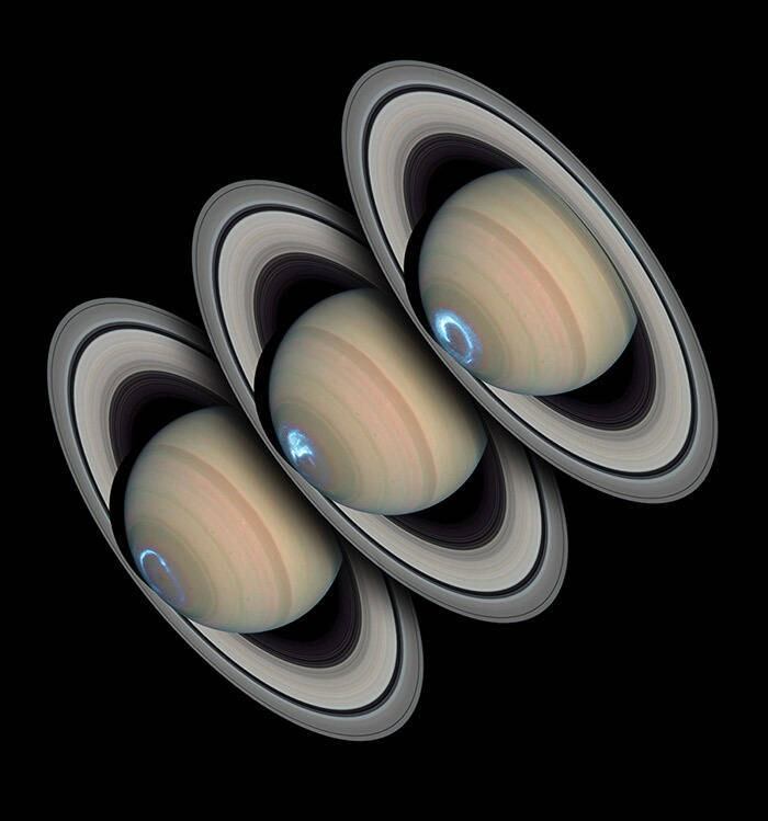 Saturno e Júpiter
A fenômeno conhecido como Grande Mancha Vermelha de Júpiter é uma grande tempestade descoberta ainda na metade do século 17. Medições no final do século 19 sugeriram que a mancha tinha cerca de 40 mil km. Tempestades gigantes também foram detectadas em Saturno em dezembro de 2010
