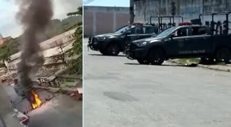 Criminosos atearam fogo em barricadas