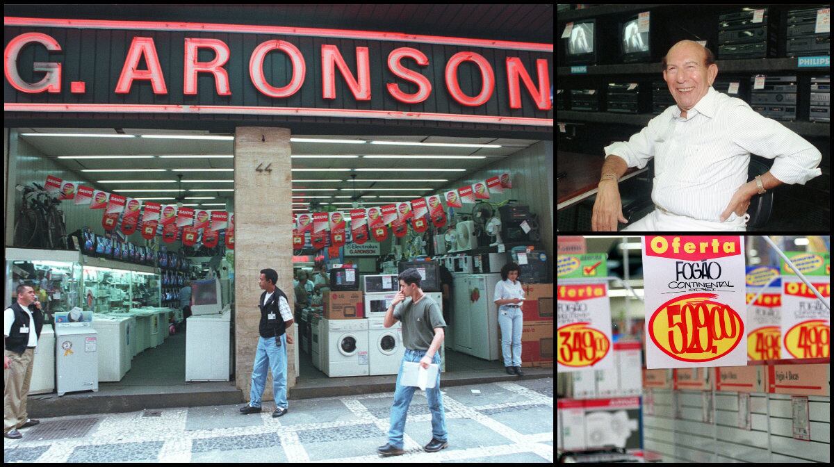 G. Aronson: ao lado da dupla Mesbla e Mappin, a tradicional loja de eletroeletrônicos também fechou as suas portas em 1999, 55 anos após o negócio ter início com a venda de casacos de pele. Controlada pelo empresário Girz Aronson, russo de origem judaica apelidado de “rei do varejo” e morto em 2008, a G. Aronson chegou a faturar R$ 250 milhões ao ano antes de falir, com R$ 65 milhões em dívidas