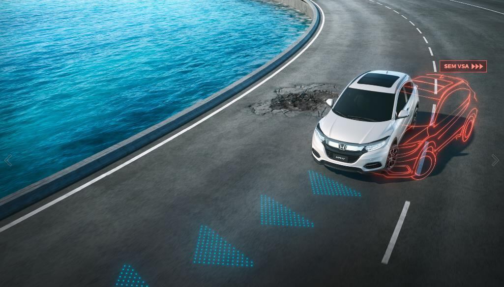 O Honda HR-V tem tecnologia VSA, assistente de estabilidade e tração que auxilia a condução mais segura