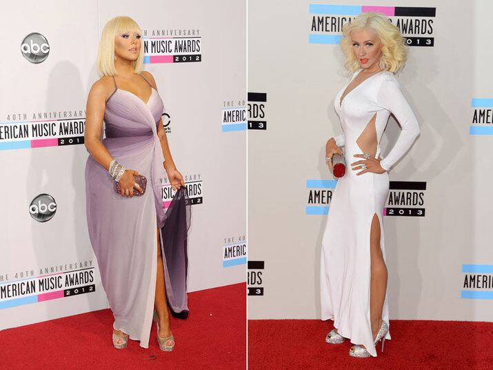 Em um ano, Christina Aguilera conseguiu recuperar a boa forma que exibia no começo de sua carreira. A prova foi na noite em que a cantora apareceu com um vestido branco no American Music Awards, que premia os melhores artistas americanos do ano, com uma silhueta bem mais magra da que exibiu na premiação do ano passado. Na foto acima, é possível notar a diferença. 

Com 32 anos, Christina abusou do branco e dos brilhantes. Seu vestido tinha uma fenda, que mostrou suas pernas bronzeadas e recortes laterais que deixaram sua cintura quase à mostra. Mesmo de manga comprida, o vestido decotado ressaltou o decote voluptuoso da cantora. Quer saber como ela deu adeus aos quilos a mais em apenas um ano? 