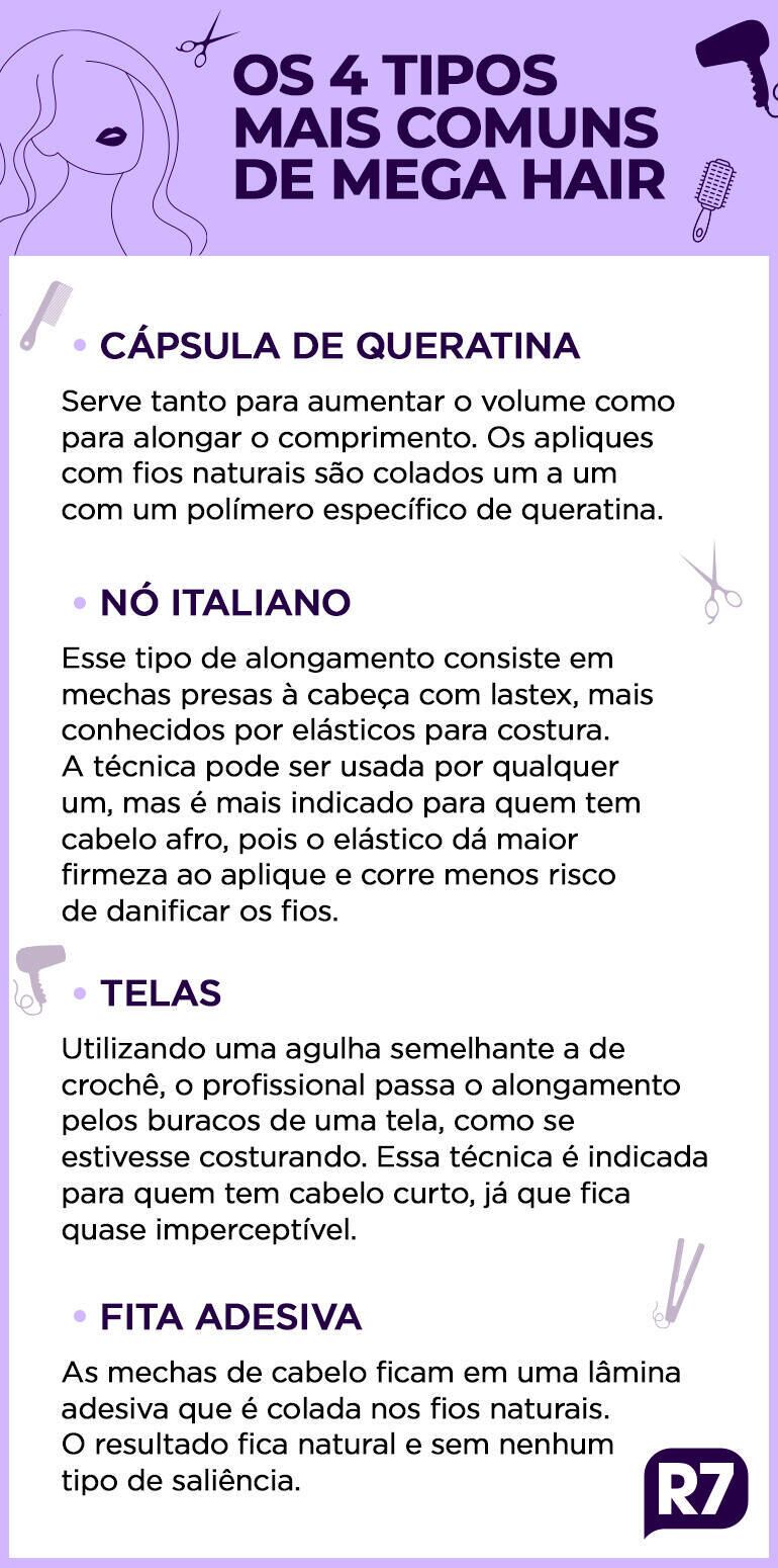 Veja os quatro tipos mais comuns de mega hair