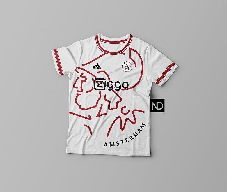 A camisa do poderoso Ajax, quatro vezes campeão europeu entre as décadas de 70 e 90, ficou muito fiel ao desenho de seu escudo