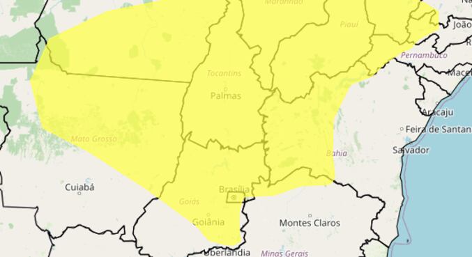 DF é uma das regiões do Brasil que está no Alerta Amarelo do Inmet