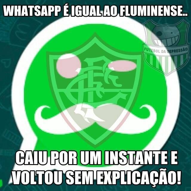 Antes da rodada do fim de semana, a notícia era que o Facebook tinha comprado o Whatsapp e, como no fim de semana, o aplicativo ficou fora do ar, as piadas já haviam começado antes mesmo da rodada dos campeonatos regionais de futebol. 

O aplicativo caiu e, como tudo que leva o verbo "cair" em conta, a zoeira foi pra cima do Fluminense!