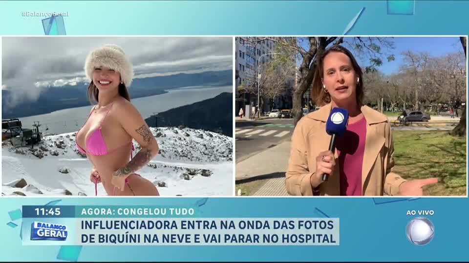 Influenciadora vai ao hospital após tirar fotos de biquíni na neve