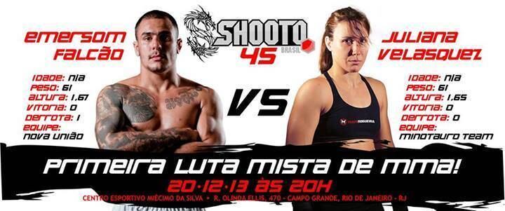 Evento havia anunciado que promoveria primeira luta de MMA mista, entre Juliana Velasquez e Emerson Falcão