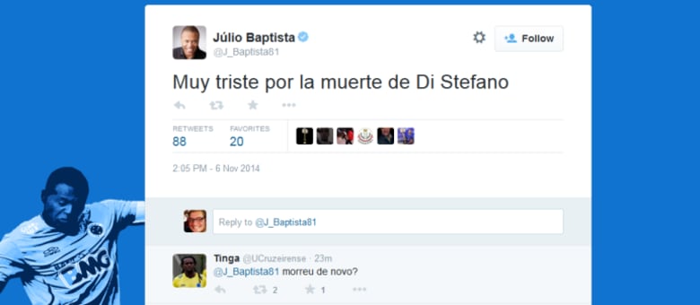Júlio Baptista mandou mal no Twitter e foi zoado na internet