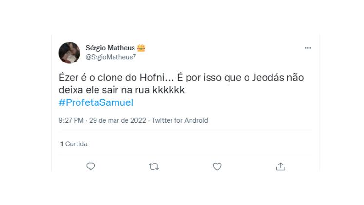 O bom humor não poderia ficar de fora quando Ézer - filho de Marilís e Hofni - aparece na tela em sua fase jovem 