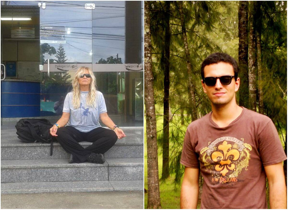 Brita Brasil medita na porta da delegacia com roupas do filho enquanto equipes fazem buscas em reserva natural