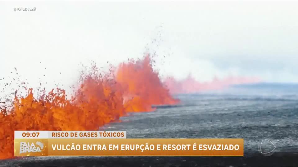 Vulcão entra em erupção na Islândia e resort é esvaziado