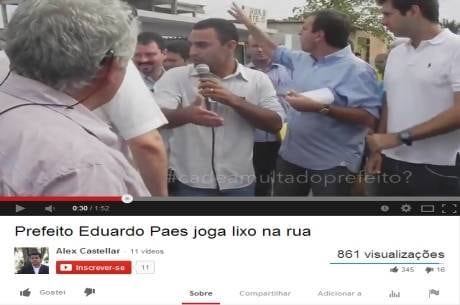 Vídeo mostra Paes (de azul) jogando restos de fruta na rua