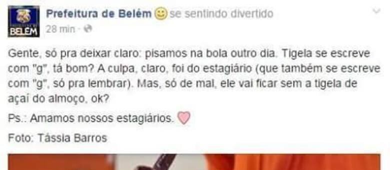 Em outro momento, Prefeitura de Belém pede desculpas pelo erro de língua portuguesa que cometeu